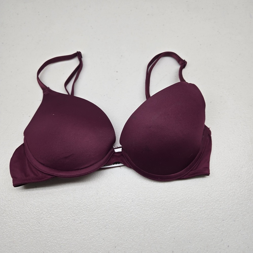 Victoria's Secret PINK Women Bra 32B Burgundy Wear Everywhere Push Up READ